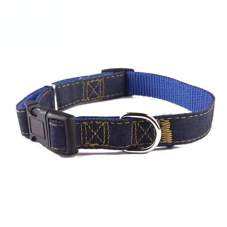 [Chó & Mèo] Vòng cổ - dây dắt Vòng cổ vải jean - Họa tiết Jean (-)
