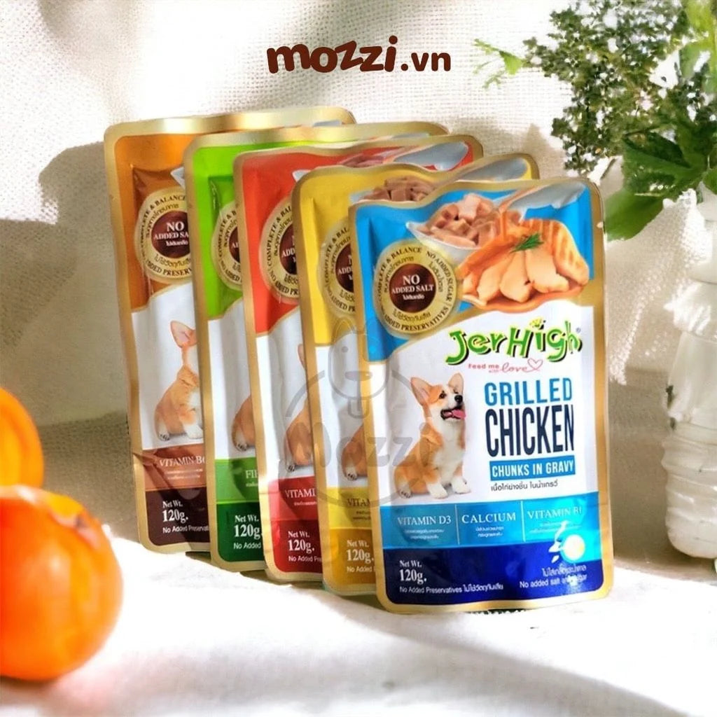[Chó] Pate & thức ăn ướt Pate JerHigh sốt thịt hầm gói - Sốt thịt hầm (120gr)