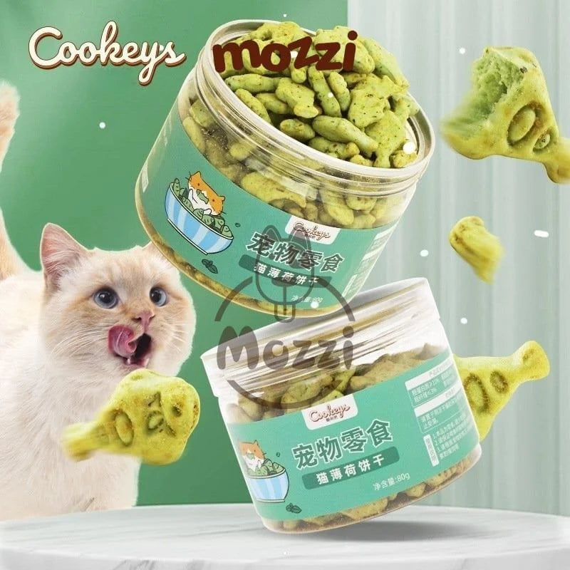 [Mèo] Bánh thưởng ăn vặt Bánh quy cá Catnip cỏ mèo - Cá hồi & Catnip (80gr)