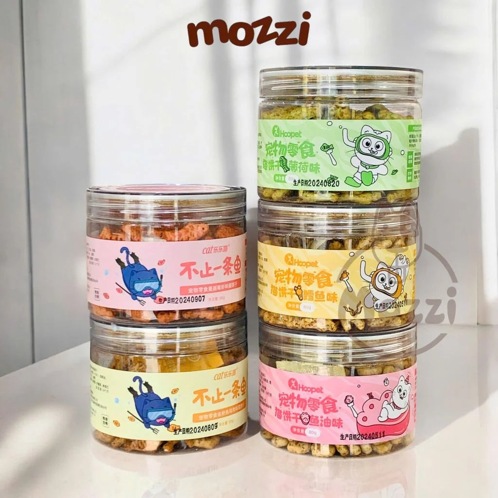 [Mèo] Bánh thưởng ăn vặt Bánh quy cá Catnip cỏ mèo - Cá hồi & Catnip (80gr)
